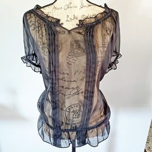 THE LIMITED womans black ruffle blouse size L